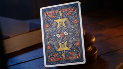 Hamilton playing cards featuring intricate blue, gold, and red design for magic tricks and cardistry.